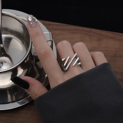 925 Sterling Silver Geometric Ring — BF CLUB Fashion Handmade Ring for Women, Party & Christmas Gift