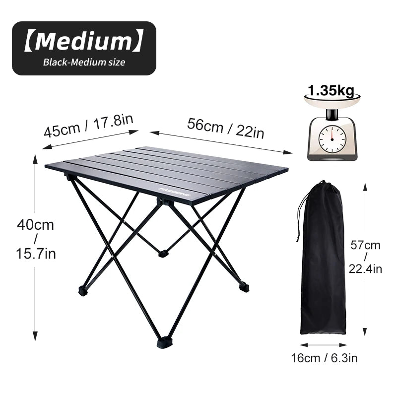 PACOONE Portable Camping Table – Ultralight, Foldable Aluminium Desk for Hiking, BBQ & Picnic