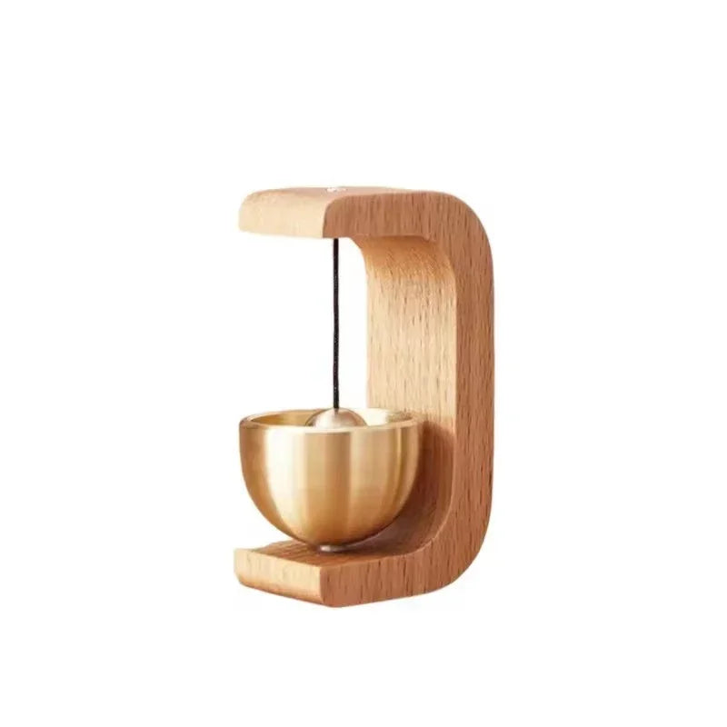 Magnetic Wooden Doorbell - Solid Brass Wind Chimes, Wireless Hanging Doorbell, Japanese Style Garden Pendant & Home Decor
