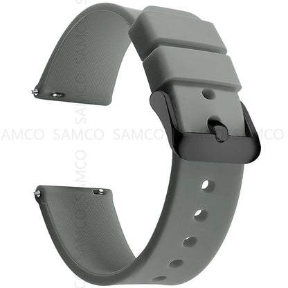 Silicone Quick Release Watch Bands 14–24mm for Samsung Galaxy, Garmin & Huawei - Soft Rubber Replacement Watch Straps
