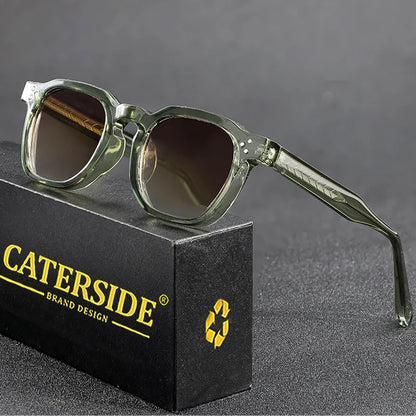CATERSIDE Retro Punk Square Sunglasses – 2-Piece Fashion Set for Men & Women, Party & Festival Gift Glasses