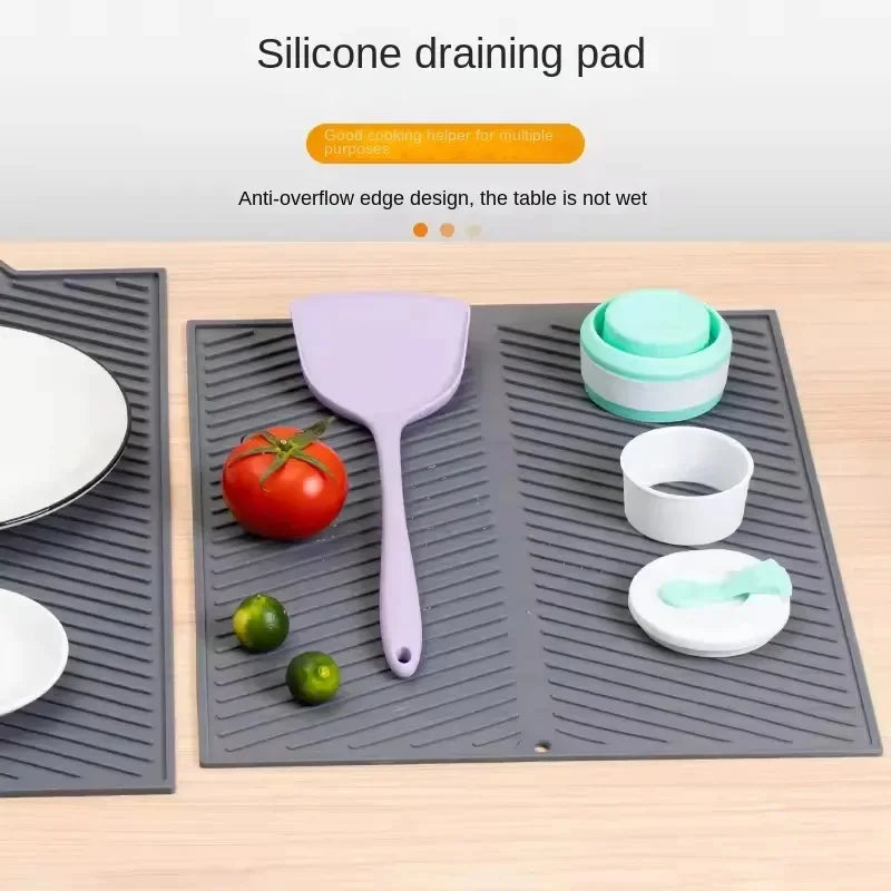 WCIC Silicone Draining Board Mat | S/M/L Folding Dish Drying Pad, Heat Resistant, Eco-Friendly for Pots & Cups