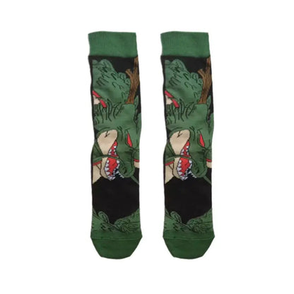 Men’s Dragon Ball Anime Mid Tube Socks - Bandai Cartoon Character Cotton Crew Socks