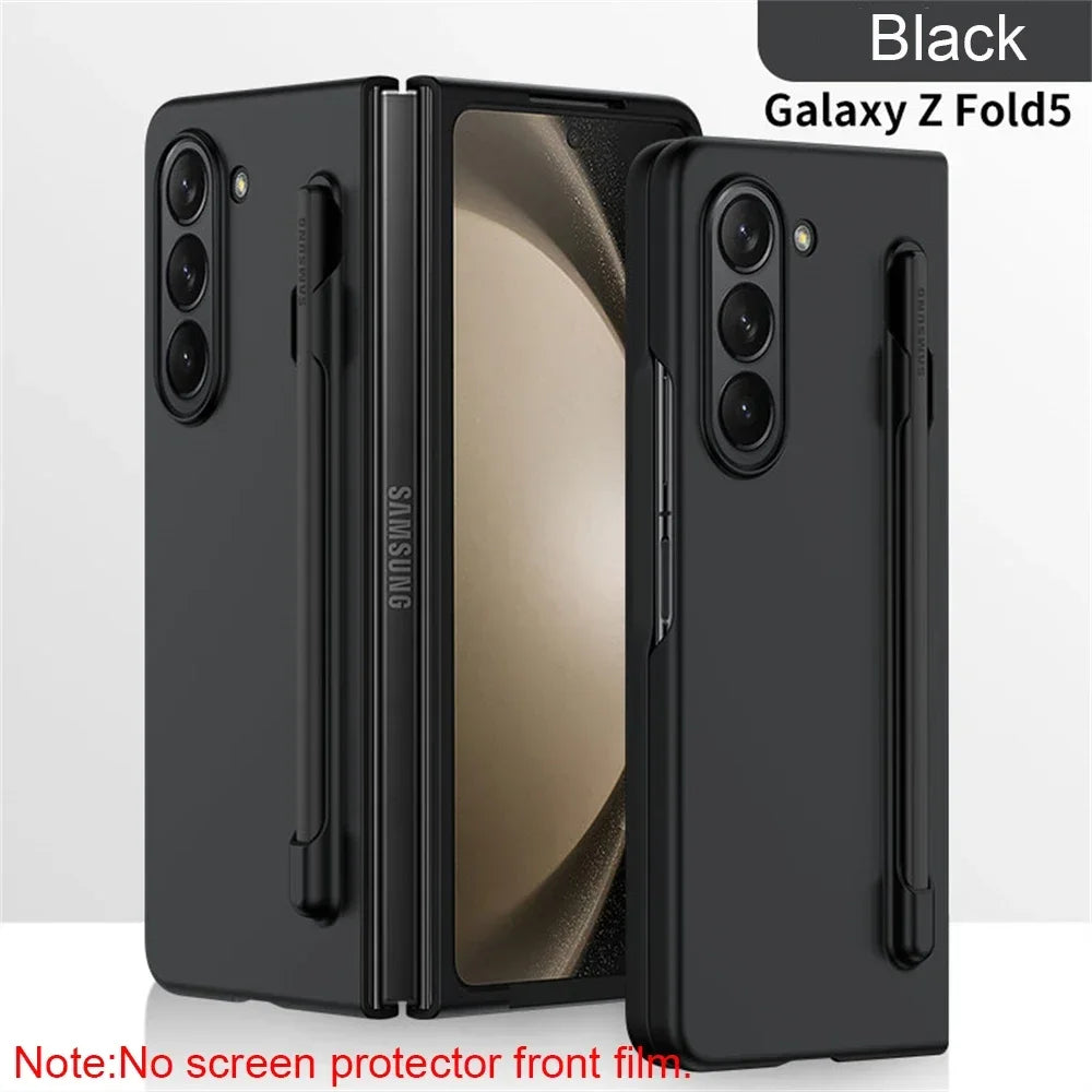 Skin Feel Slim Case for Samsung Galaxy Z Fold 6/5/4/3 – Hard Plastic Shockproof Cover with Stylus Pen Slot Holder