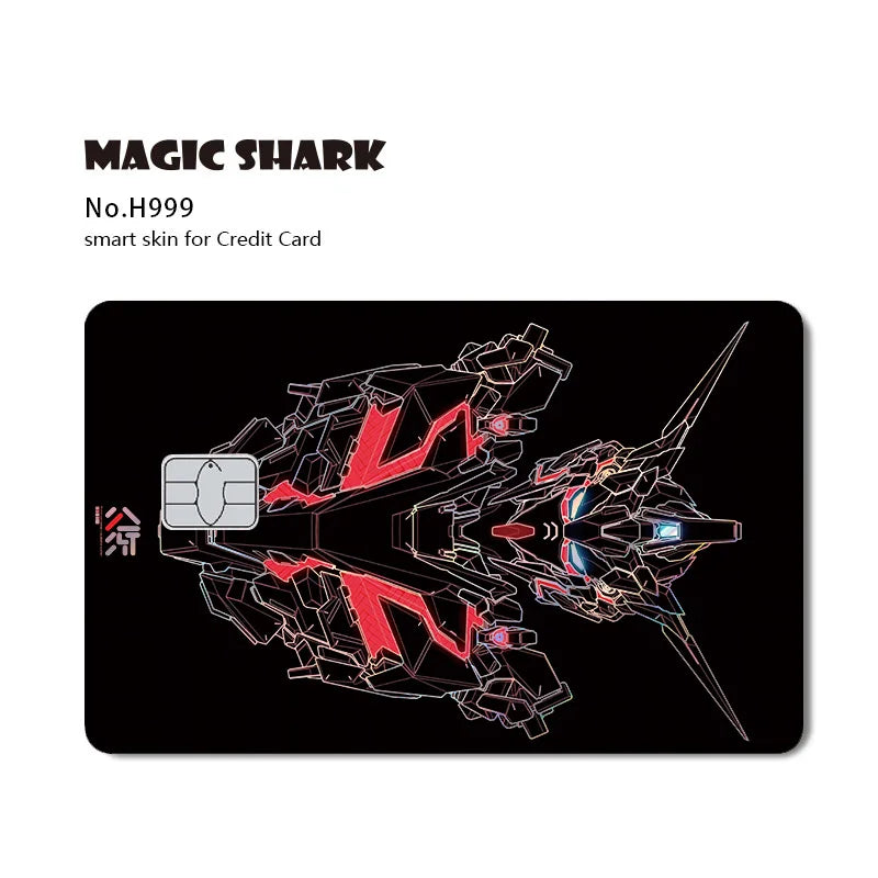 Holographic Robot and Shark Card Stickers - Laser Skin Film Decals for Debit, Credit, and Bank Cards