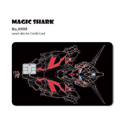 Holographic Robot and Shark Card Stickers - Laser Skin Film Decals for Debit, Credit, and Bank Cards