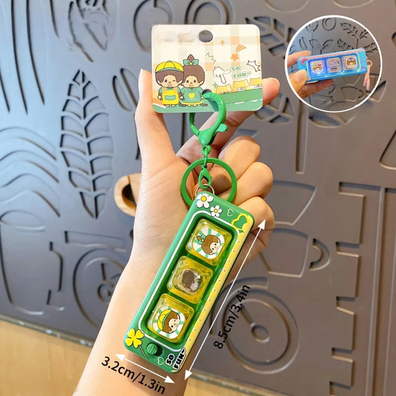 Monchhichi Keycap Clicker Keychain - Anti-Stress Fidget Toy, Cute Keyboard Key Cap and Squishy Bag Charm