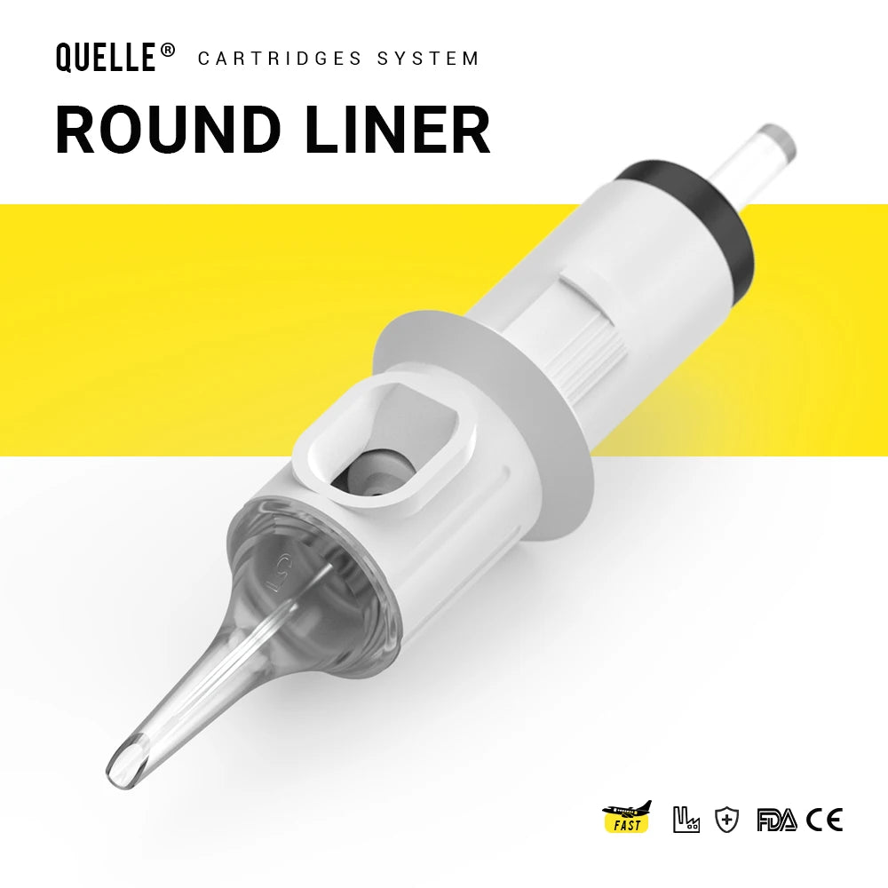 QUELLE 20/50PCS Tattoo Cartridge Needles — Disposable Sterile 3RL, 5RL, 7RL Round Liner 0.3/0.35mm for Permanent Makeup & Tattooists