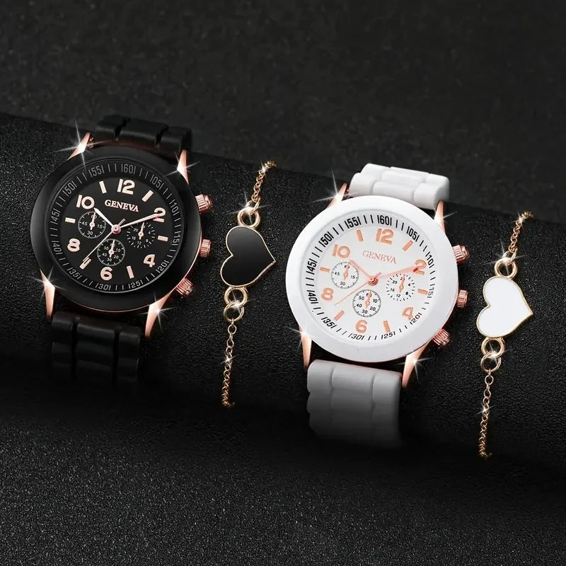 2PCS Set Couple Fashion Leather Watches – Simple Dial Quartz Wristwatches for Ladies & Men, Casual Dress Clocks