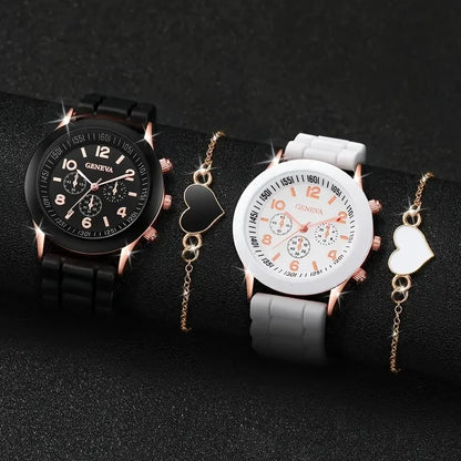 2PCS Set Couple Fashion Leather Watches – Simple Dial Quartz Wristwatches for Ladies & Men, Casual Dress Clocks