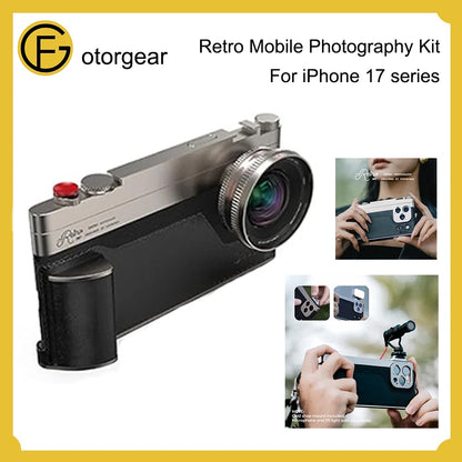 Fotorgear iPhone 17 Retro Camera Case Kit - Classic Photography Accessories with T-Mount Support for External Lenses
