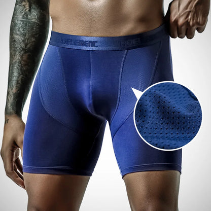 Men’s Sports Compression Boxer Briefs – Anti-Chafing Long Leg Modal Underwear, Quick-Dry Running & Fitness Performance Shorts