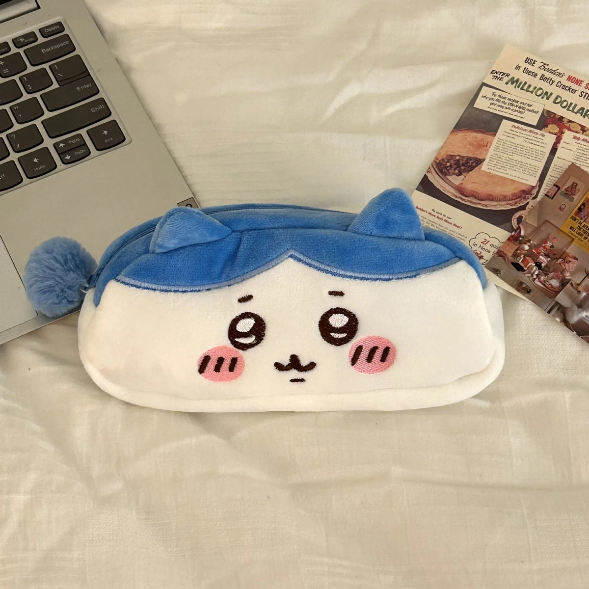 Jiyi Usagi Hachiware Plush Pencil Case - Cute Anime Large-Capacity Pen Bag & Soft Stationery Pouch for Students