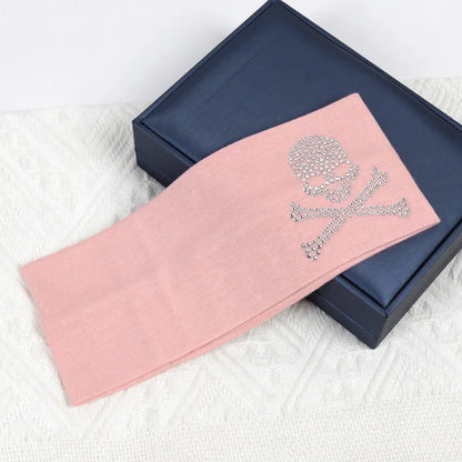 Skull Rhinestone Hairband - Retro Punk Wide-Edge Sports Headband with Elastic Anti-Sweat Design
