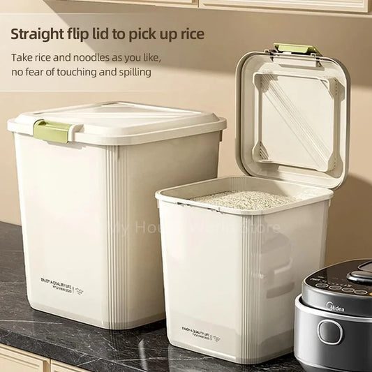 10KG Rice Storage Container - Sealed Cereal Dispenser with Buckle, Insect-Proof Grain & Pet Food Organizer