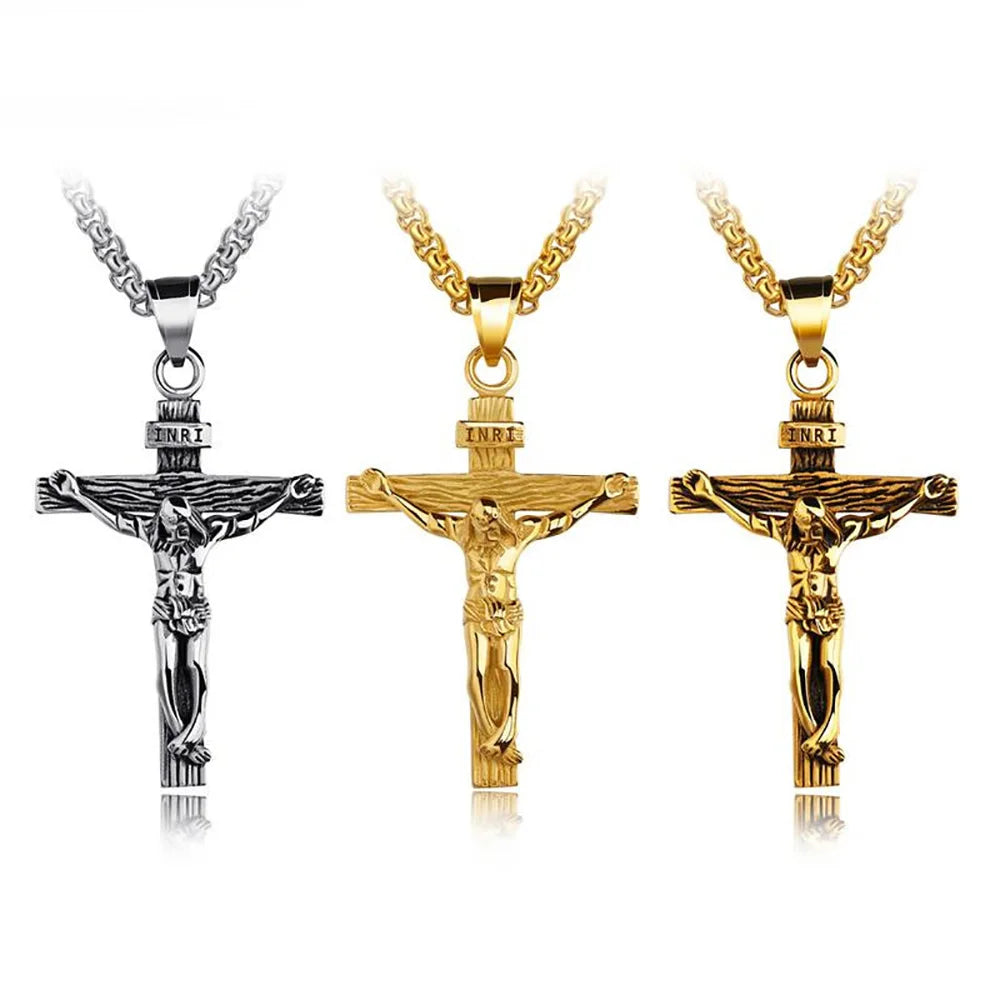Premium Cross Necklace for Women - 18K Gold Plated Trendy Gold Cross Pendant Chain for Girls, Crucifix Necklace