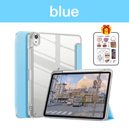 Transparent iPad Case - Protective Cover with Pencil Holder for iPad 7th–9th Gen, 10.2-Inch, Air 4/5, 10.9-Inch & Pro 12.9-Inch
