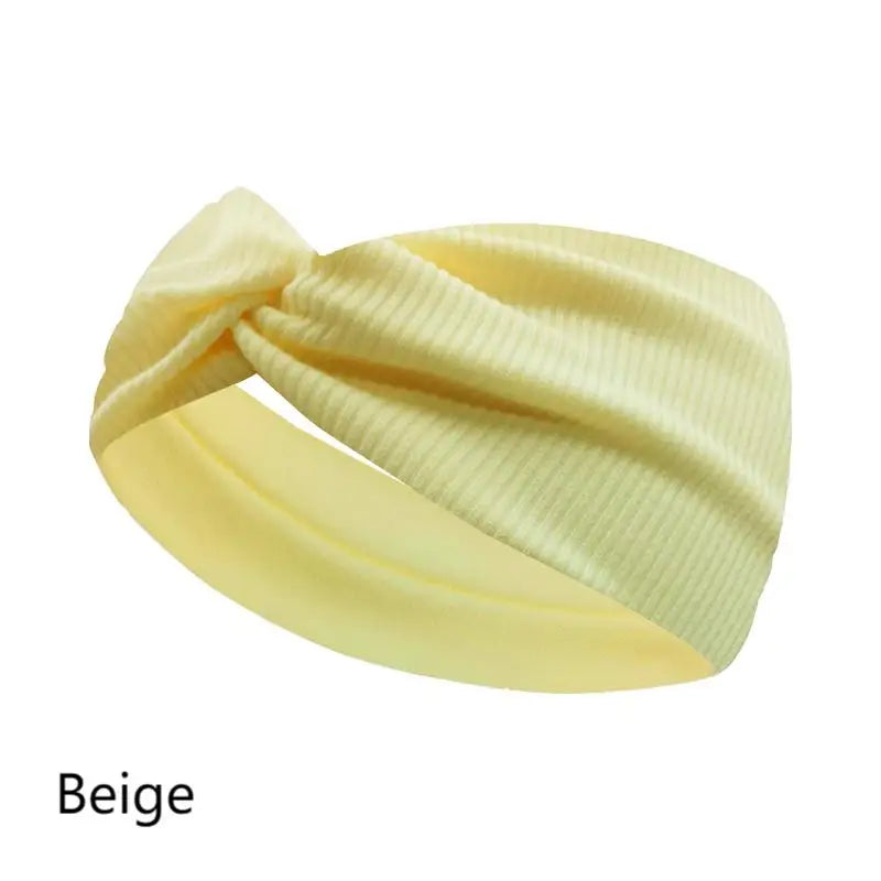Silky Threaded Fabric Twist Headband – Elastic Yoga, Workout & Running Hair Bands for Women & Girls