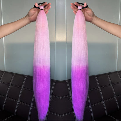 2PCS Synthetic Straight Ponytail Hair Extensions – Colorful Braiding with Elastic Hair Tie for Women