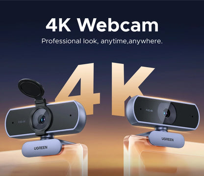 UGREEN 4K FHD 1080P 8MP Webcam – PDAF Auto Focus, Dual AI Noise-Cancelling Mics for PC, Zoom, Teams & Google Meet