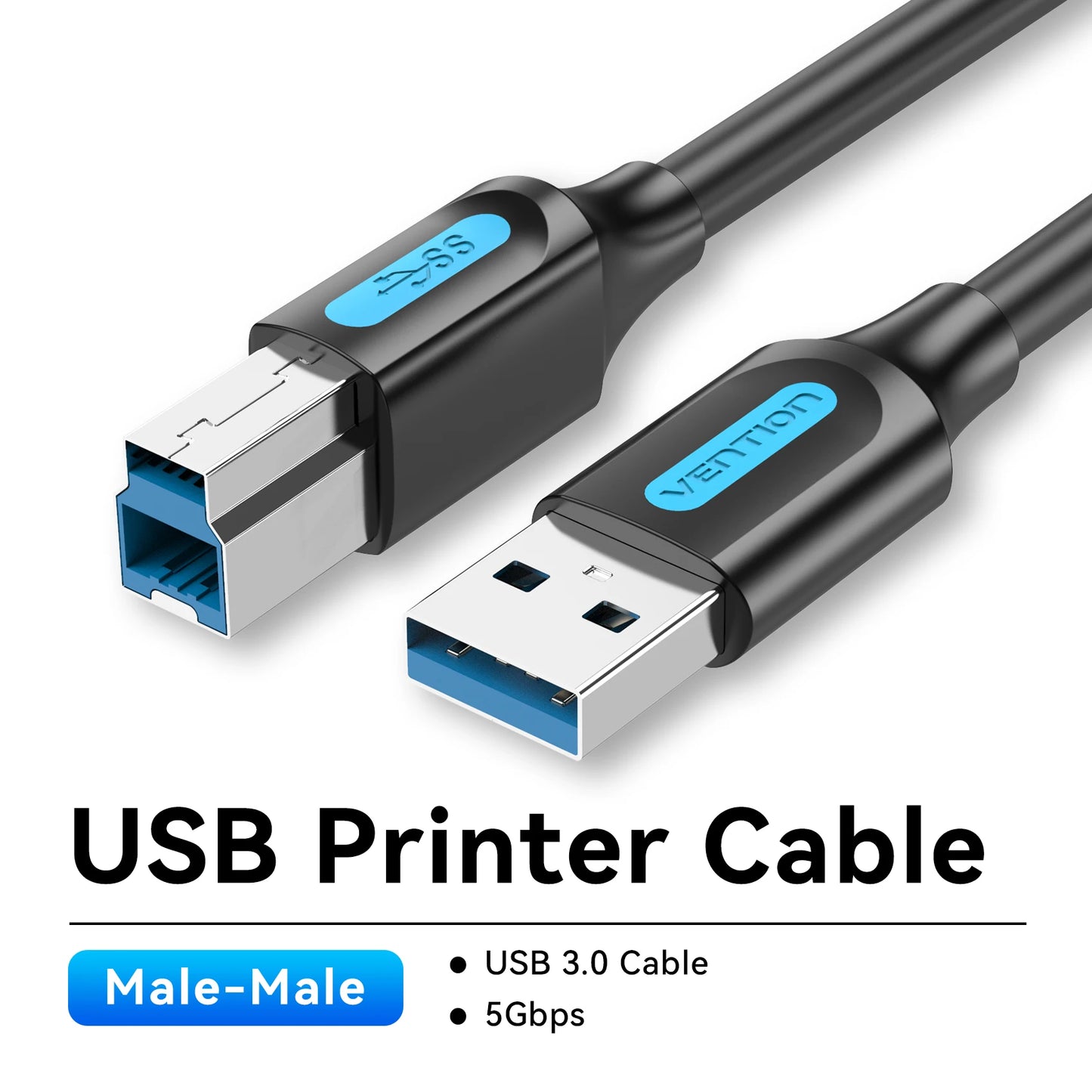 Vention USB Printer Cable USB 3.0 Type A to B Male Cord for Canon Epson HP Label Printers and DAC Devices