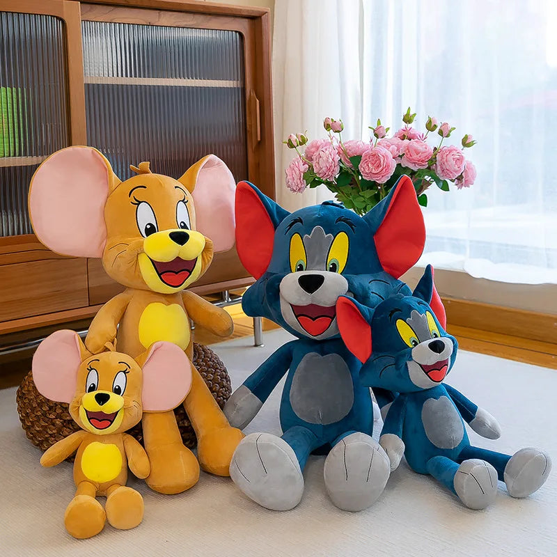 35/45/65cm Cute Cat & Mouse Plush Doll — Large Tom & Jerry Cartoon Stuffed Toy, Children's Soothing Companion Gift