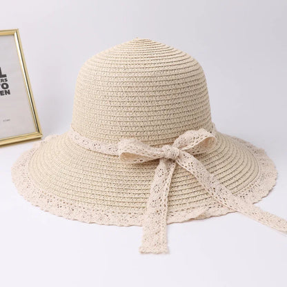 Women’s Summer Bow Ribbon Panama Hat – Beach Straw Cap Bonnet, Stylish Sun Hat for Women