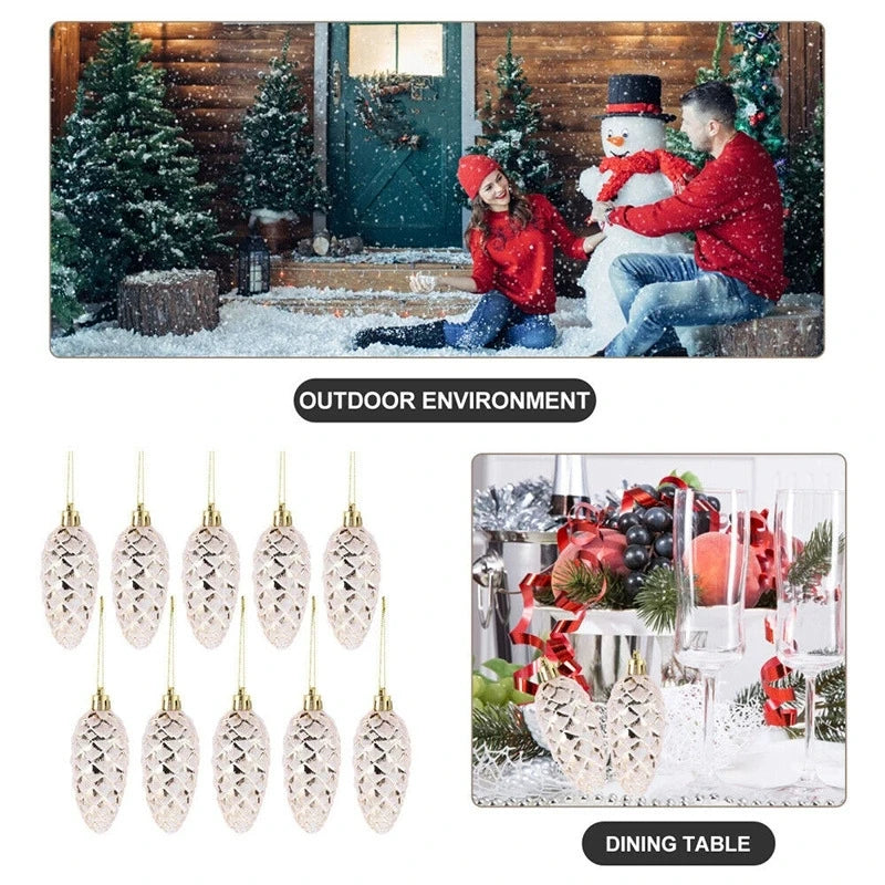 5-Piece Christmas Pine Cone Ball Ornaments 2024/2025 – Painted Hanging Pendants for Tree Decoration & Holiday Home Gift