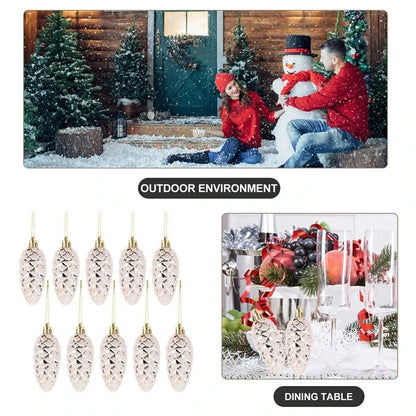 5-Piece Christmas Pine Cone Ball Ornaments 2024/2025 – Painted Hanging Pendants for Tree Decoration & Holiday Home Gift