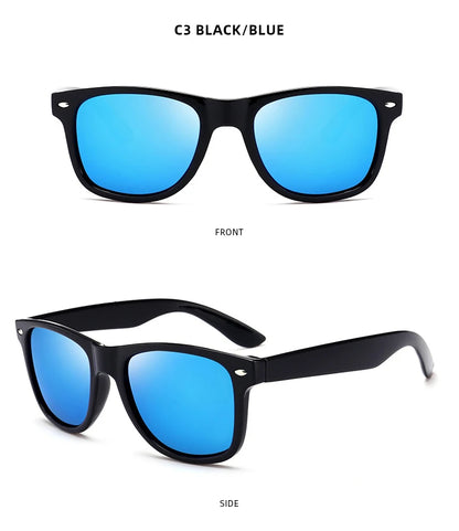 Classic Square Polarized Sunglasses – Retro Black Anti-Glare Driving Shades for Men & Women