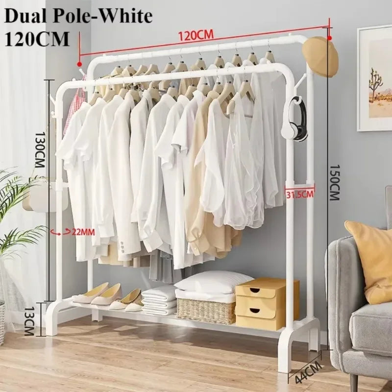 Metal Floor Standing Clothes Rack – Detachable & Easy-to-Assemble Storage Organizer