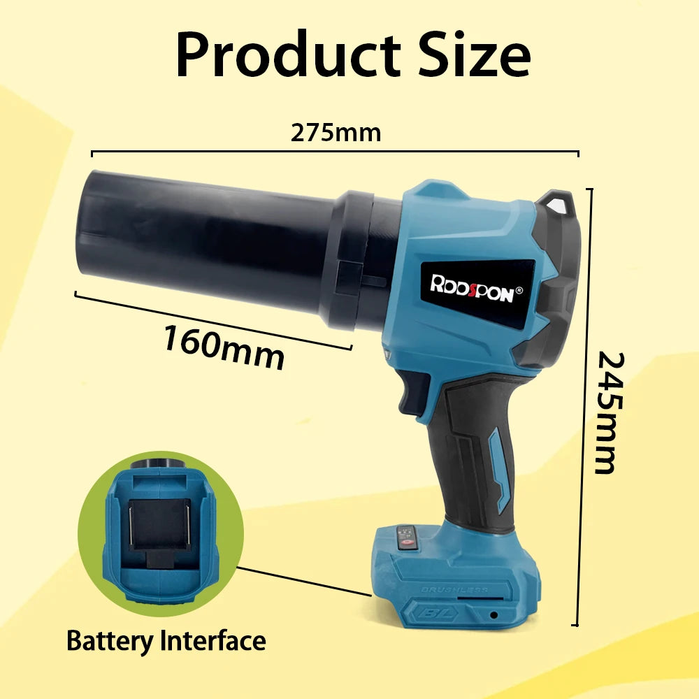 3000W Brushless Turbo Fan Blower – Handheld Electric Jet Fan for Snow, Leaf & Dust, 320,000 RPM, 450M/S, Compatible with Makita Battery