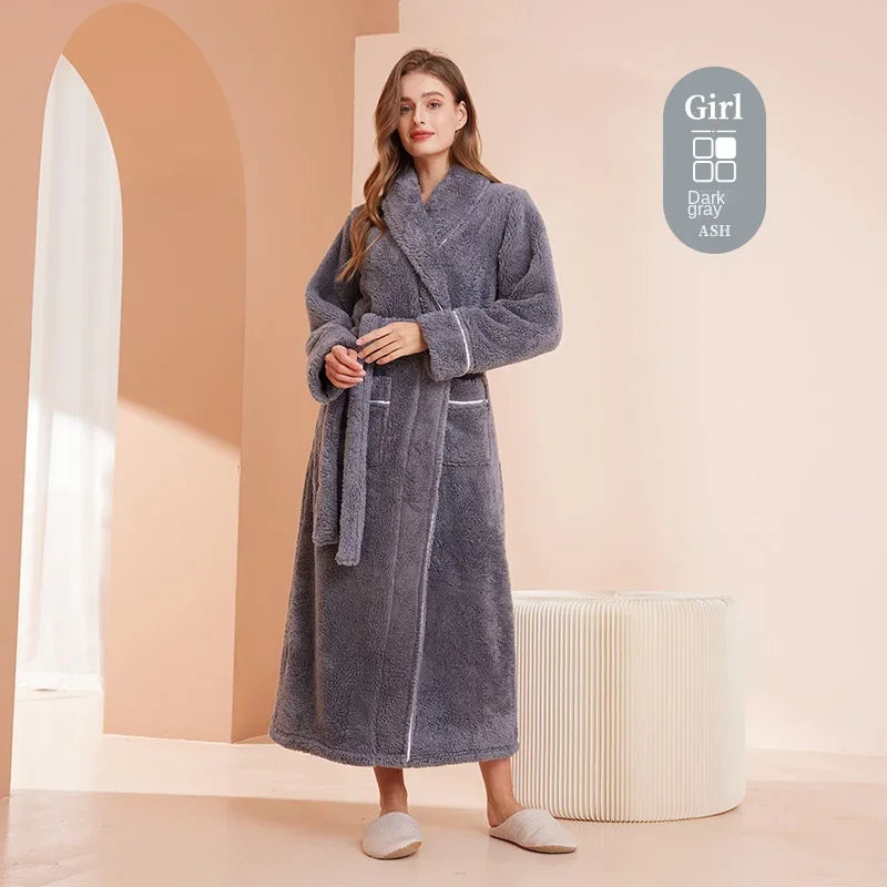 2025 Autumn Winter Cotton Robe – Thick Comfortable Large-Size Bathrobe for Men & Women, Luxury Couple Pajamas