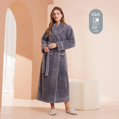 2025 Autumn Winter Cotton Robe – Thick Comfortable Large-Size Bathrobe for Men & Women, Luxury Couple Pajamas
