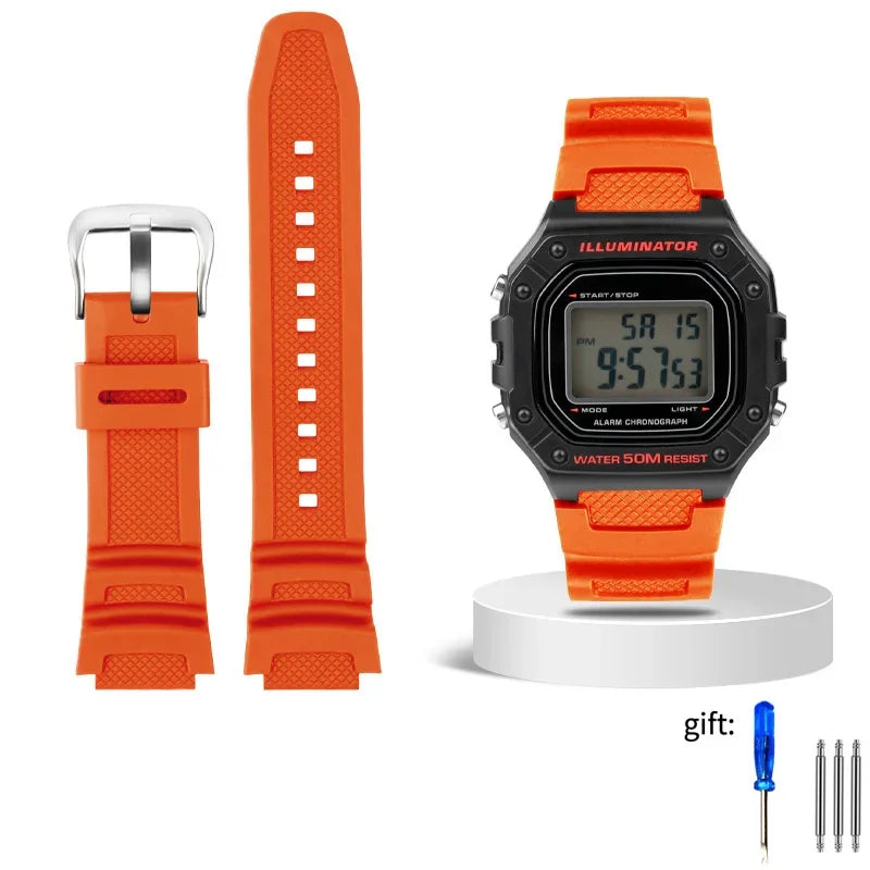 18mm Resin Silicone Watch Strap for Casio Watches - Replacement Rubber Band for W-218H, F-108, AE-1200, AE-1000 and AE-1300