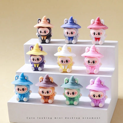 10pcs Lububu Anime DIY Flocked Action Figures — Kawaii Desktop & Car Pendant Dolls, Christmas Gift Toy