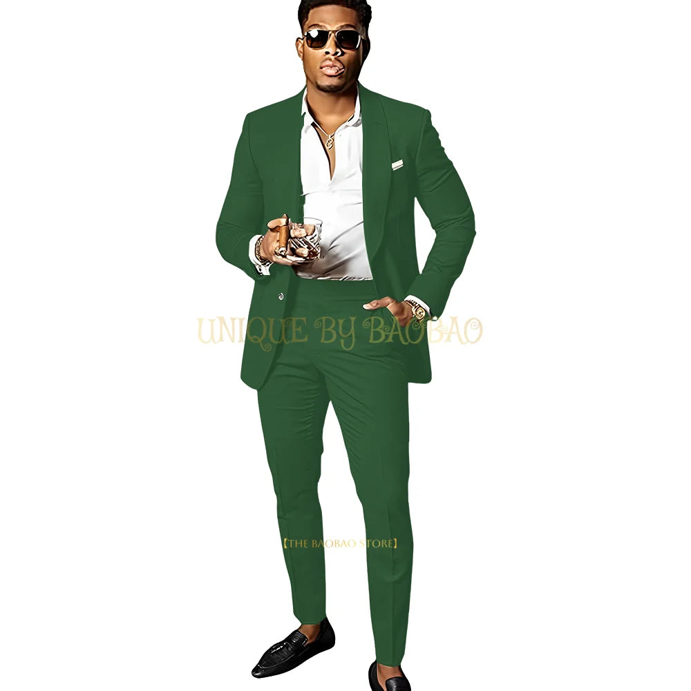 Men's Brown 2 Piece Suit - Shawl Collar Single Breasted Tuxedo Blazer & Pants Set For Wedding, Business & Formal Events