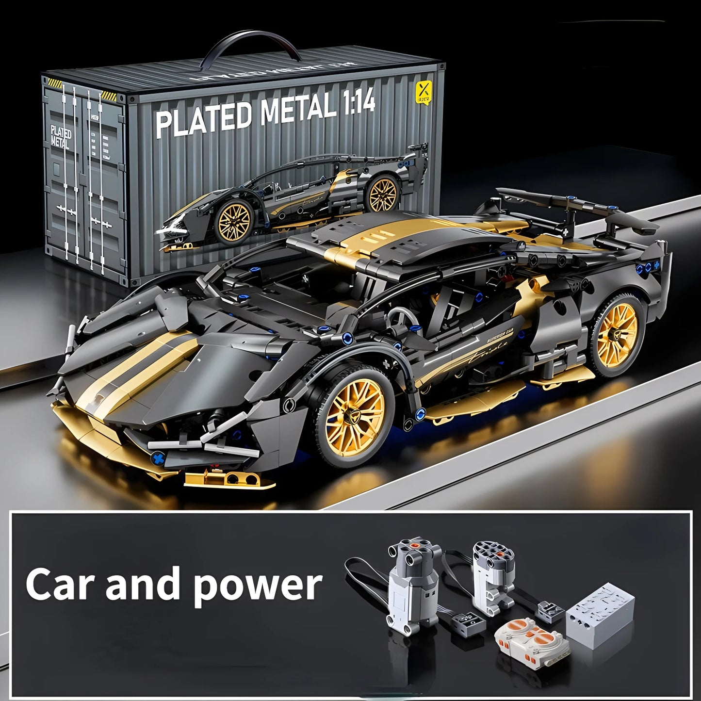 1:14 Technical Racing Sport Car Model Building Blocks, DIY Supercar Brick Puzzle, 1280+ Pieces, Gift for Kids and Adults