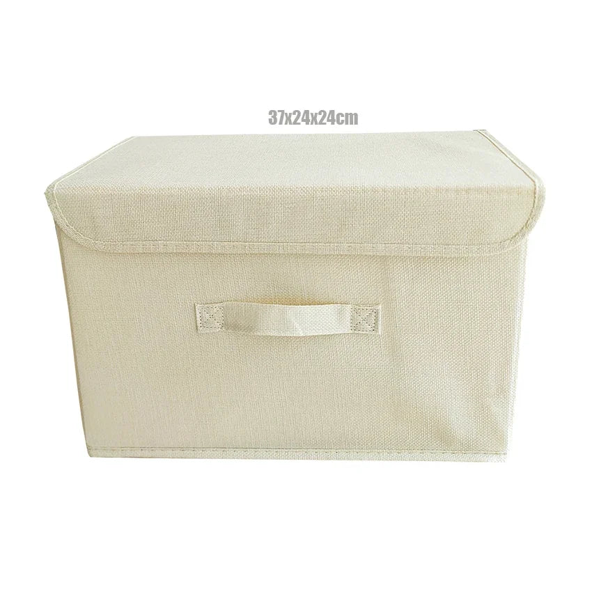 Washable Cotton Linen Folding Storage Box – CD, Toy & Laundry Organizer with Lid