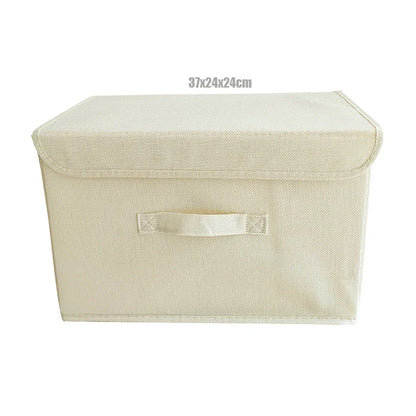 Washable Cotton Linen Folding Storage Box – CD, Toy & Laundry Organizer with Lid