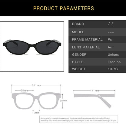 Retro Oval Frame Sunglasses - Trendy Small Cat Eye Punk Style UV Protection Shades