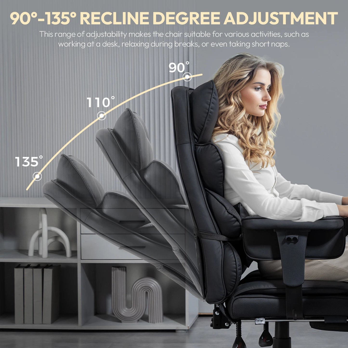 Dowinx Big & Tall Office Chair – High Back Computer Gaming Chair with Pocket Spring Cushion, Lumbar Support & Armrests