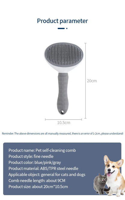 Pet Cat & Dog Hair Brush – Stainless Steel Grooming Comb for Long Hair Pets, Dog Cleaning & Care Accessories