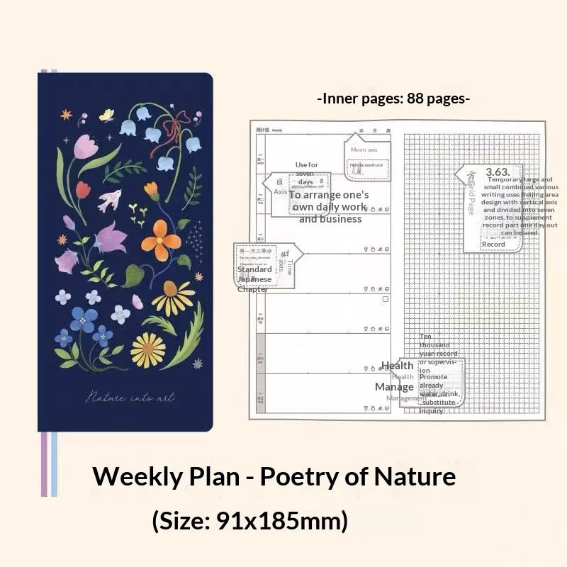 Kinbor Undated Weekly Planner - Illustrated Hardcover To-Do List Notebook