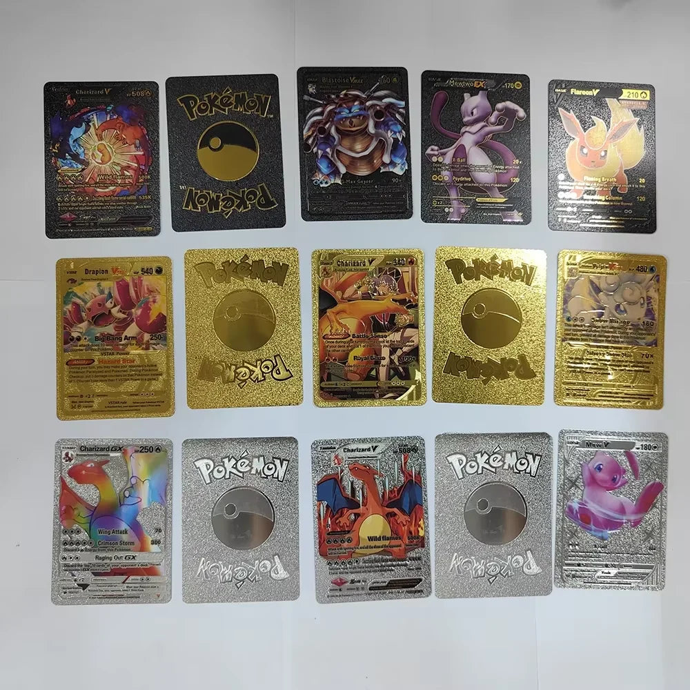 55-Piece Charizard Gold Foil Card Set - English & Spanish VMAX GX Collectible Trading Cards