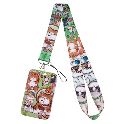 Cartoon Cat Lanyard Keychain – Multifunctional ID Card Badge Holder, Camera USB, Phone Neck Strap Accessories