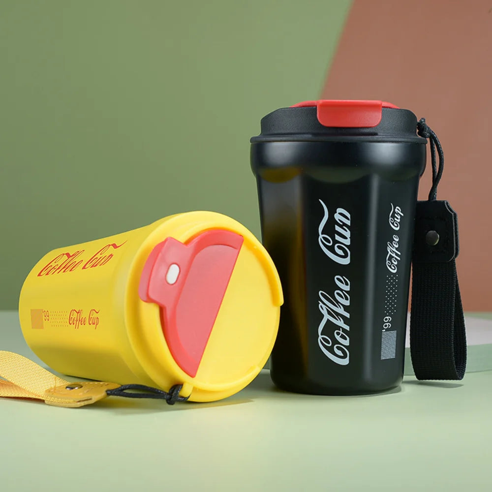 Stainless Steel Thermos Coffee Mug – Leakproof Double Wall Vacuum Travel Cup Portable Insulated Belt Carry Tumbler