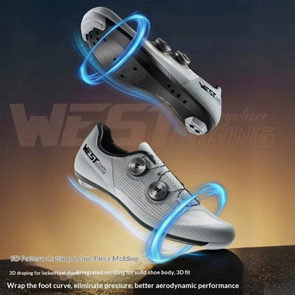 WEST BIKING Road Cycling Shoes - Breathable Mesh Clipless Bicycle Shoes with Dual Knob Buckle Closure