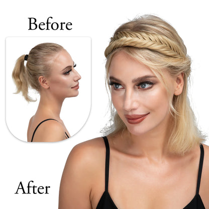 Bohemian Style Synthetic Fishtail Braided Headband with Adjustable Belt - SARLA Women's Hairpiece for Stylish Hairstyles