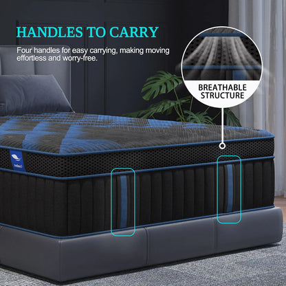Gel Memory Foam Hybrid Mattress - 12" Pocket Spring Medium Firm Mattress in a Box with Motion Isolation for Twin, Full, Queen & King Beds
